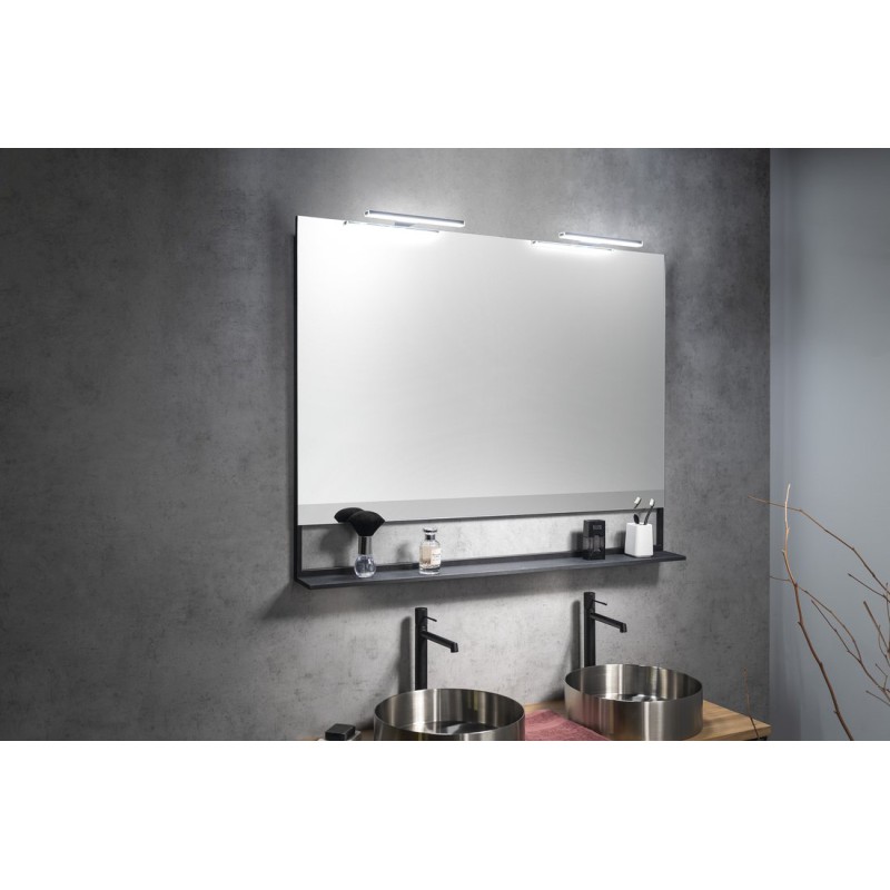 Sapho ERUPTA Zrkadlo s poličkou a LED osvetlením 120x95x12cm, čierna mat ERU325