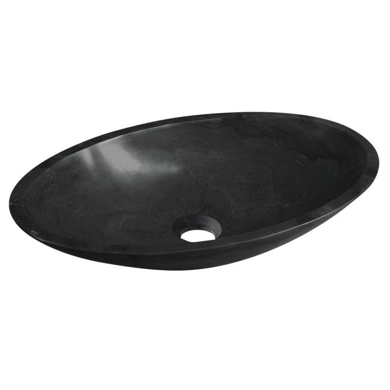 Sapho BLOK kamenné umývadlo 60x11x35 cm, čierny Marquin, matný 2401-40