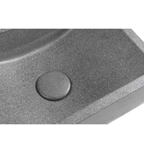 Sapho CREST L betónové umývadlo vrátane výpusti, 40x22 cm, čierny granit AR403