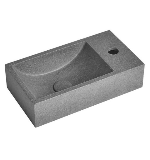 Sapho CREST R betónové umývadlo vrátane výpusti, 40x22 cm, čierny granit AR409
