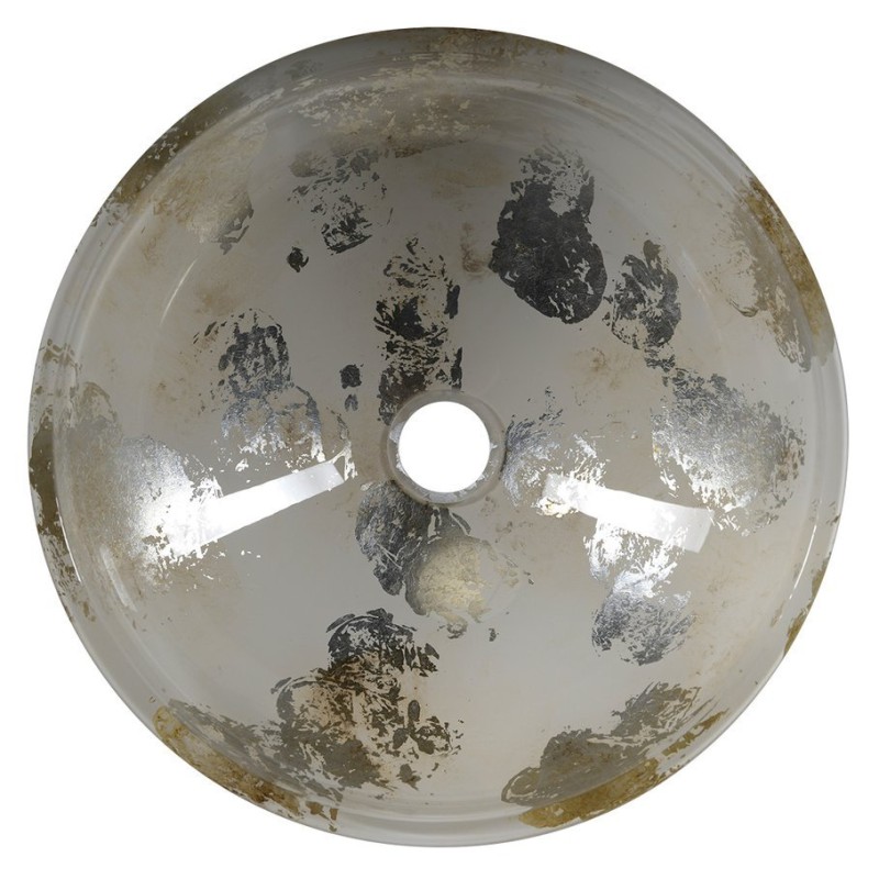 Sapho MURANO ANIMA 2 sklenené umývadlo 40x14cm, strieborna/béžová AL5318-42