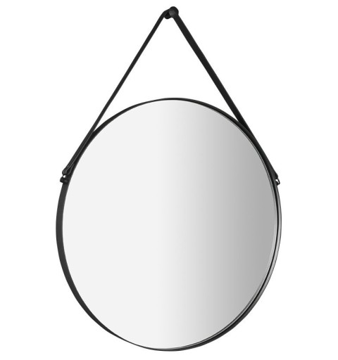 Sapho ORBITER zrkadlo guľaté s koženým popruhom, ø 70cm, čierna mat ORT070