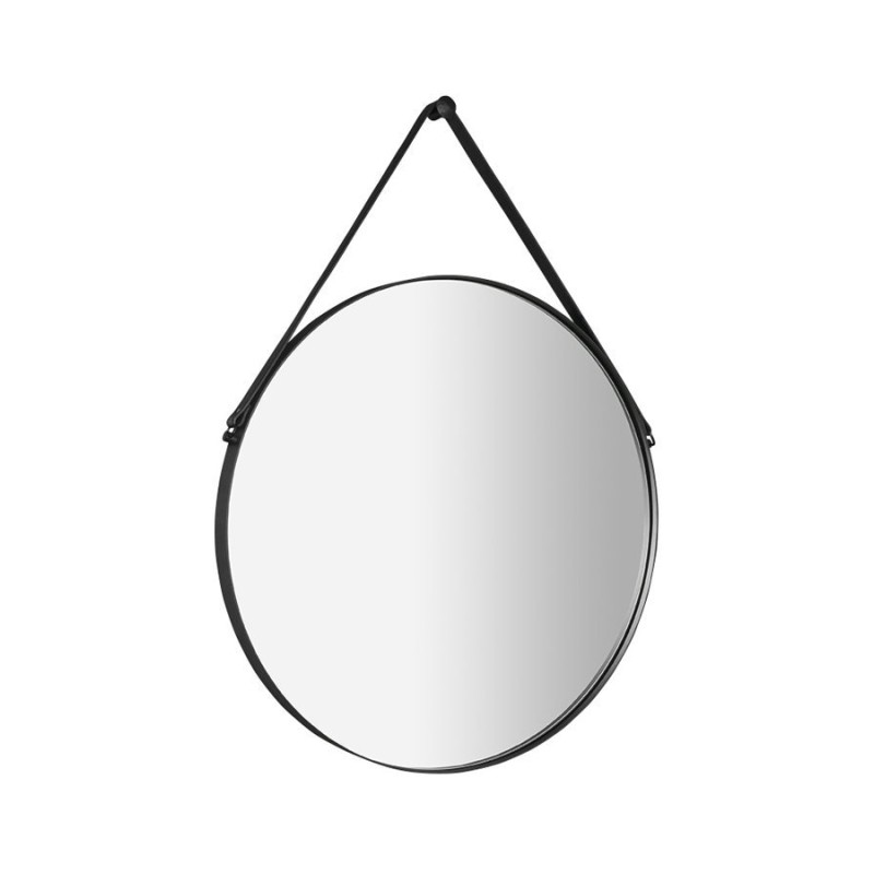 Sapho ORBITER zrkadlo guľaté s koženým popruhom, ø 50cm, čierna mat ORT050
