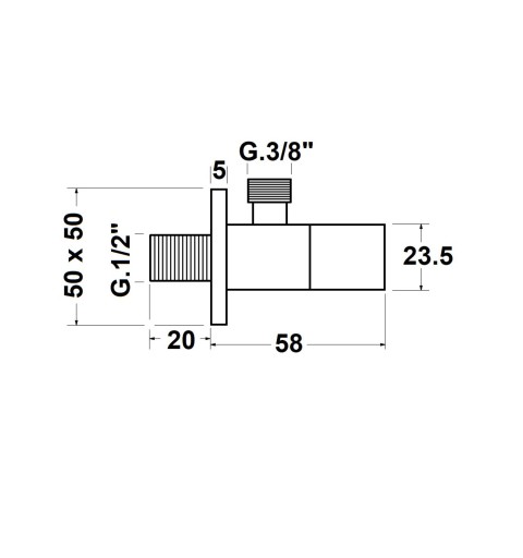 Sapho Rohový ventil s rozetou, hranatý, 1/2'x 3/8', chróm SL111