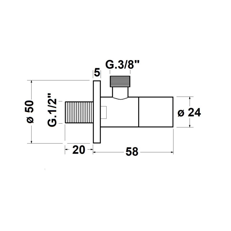 Sapho Rohový ventil s rozetou, guľatý, 1/2'x 3/8', chrom SL011