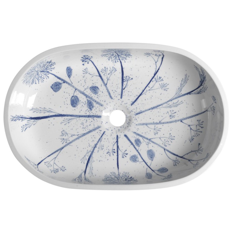 Sapho PRIORI keramické umývadlo, 60x13,5x40 cm, farba biela s modrou maľbou PI029