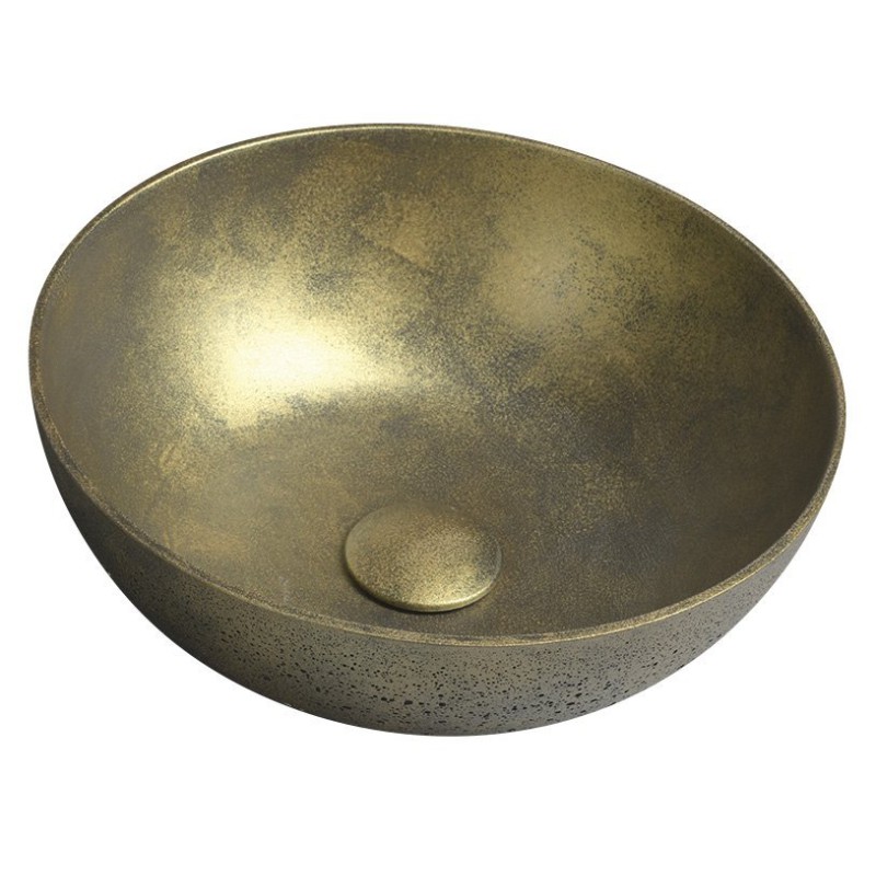 Sapho FORMIGO betónové umývadlo, priemer 39 cm, zlatá FG131