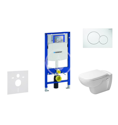 Geberit Modul na závesné WC s tlačidlom Sigma01, alpská biela + Duravit D-Code - WC a doska, Rimless, SoftClose 111.300.00.5 NH1