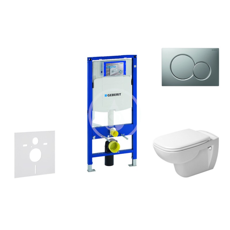Modul na závesné WC s tlačidlom Sigma01, matný chróm + Duravit D-Code - WC a doska, Rimless, SoftClose