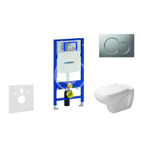 Modul na závesné WC s tlačidlom Sigma01, matný chróm + Duravit D-Code - WC a doska, Rimless, SoftClose