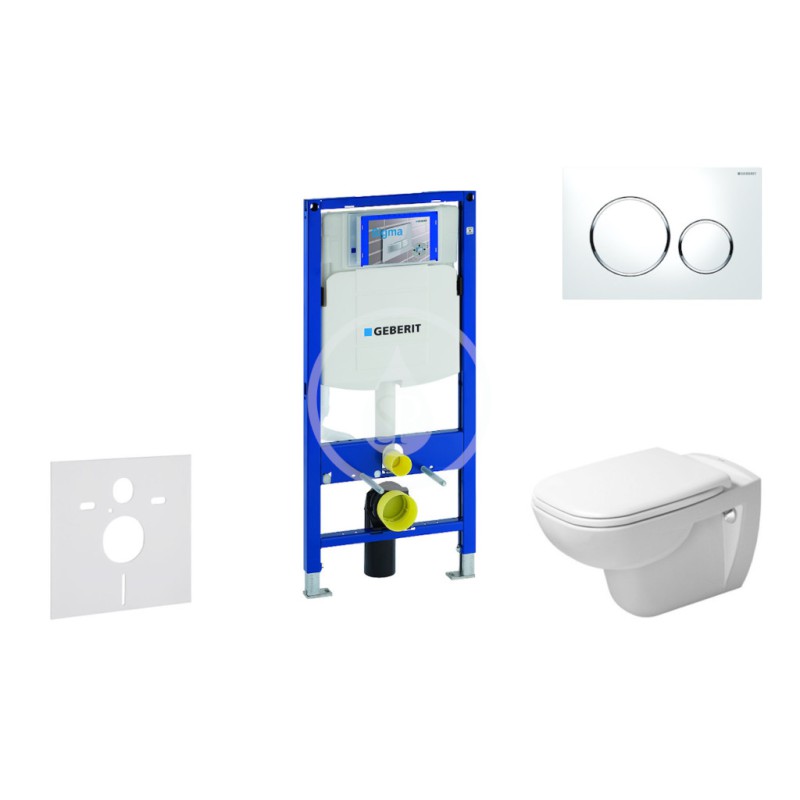 Modul na závesné WC s tlačidlom Sigma20, biela/lesklý chróm +  Duravit D-Code - WC a doska, Rimless, SoftClose