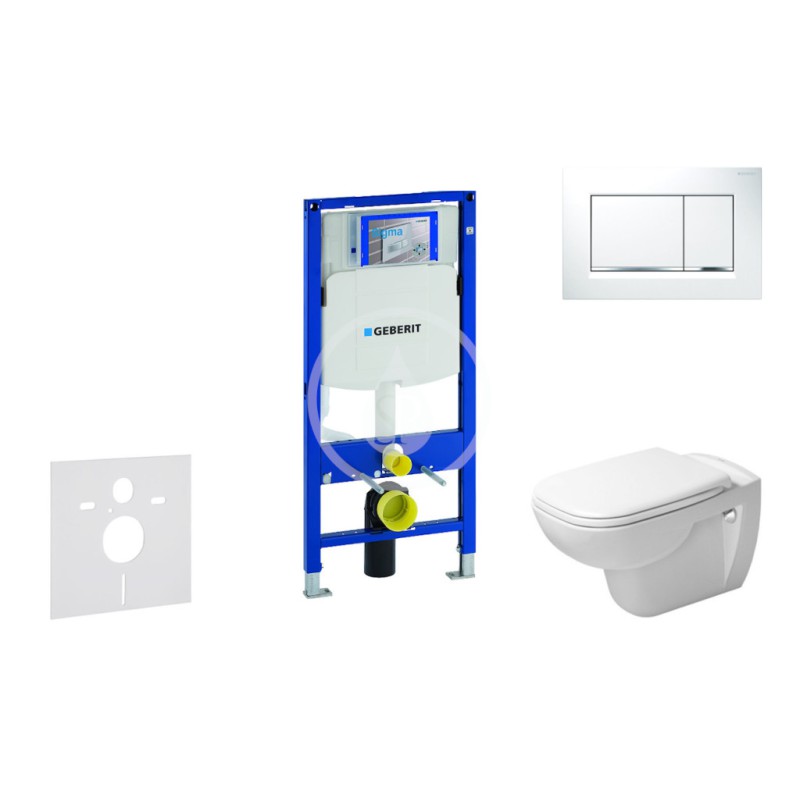 Modul na závesné WC s tlačidlom Sigma30, biela/lesklý chróm + Duravit D-Code - WC a doska, Rimless, SoftClose