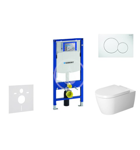 Geberit Modul na závesné WC s tlačidlom Sigma01, alpská biela + Duravit ME by Starck - WC a doska, Rimless, SoftClose 111.300.00