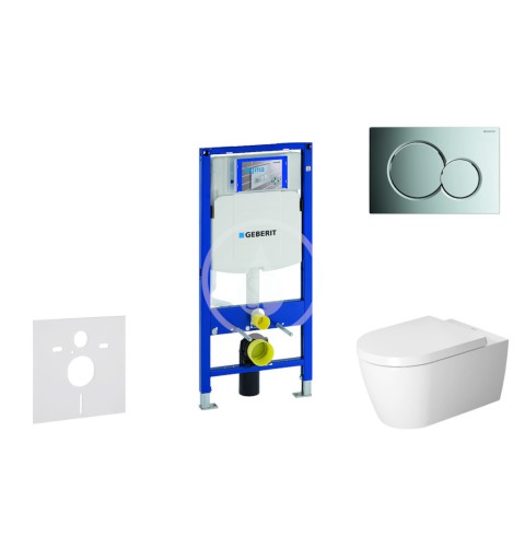 Modul na závesné WC s tlačidlom Sigma01, lesklý chróm + Duravit ME by Starck - WC a doska, Rimless, SoftClose