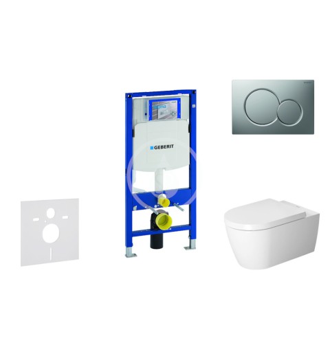 Modul na závesné WC s tlačidlom Sigma01, matný chróm + Duravit ME by Starck - WC a doska, Rimless, SoftClose