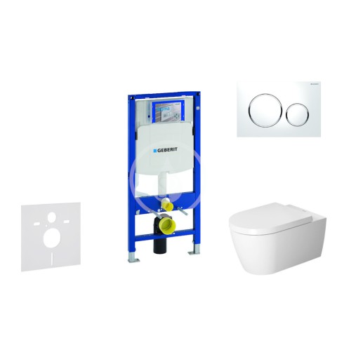 Modul na závesné WC s tlačidlom Sigma20, biela/lesklý chróm + Duravit ME by Starck - WC a doska, Rimless, SoftClose