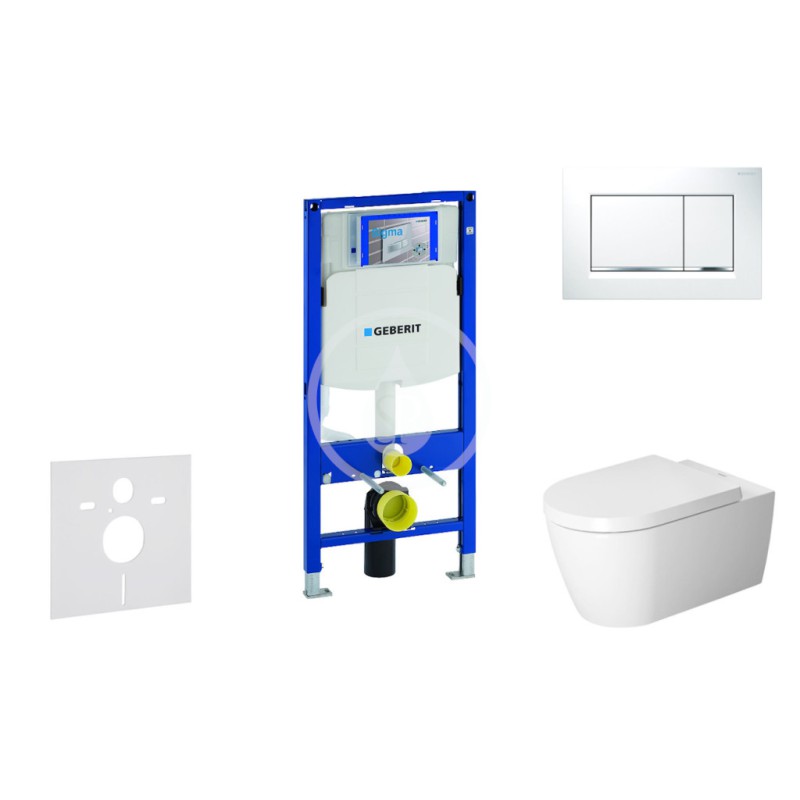 Modul na závesné WC s tlačidlom Sigma30, biela/lesklý chróm + Duravit ME by Starck - WC a doska, Rimless, SoftClose