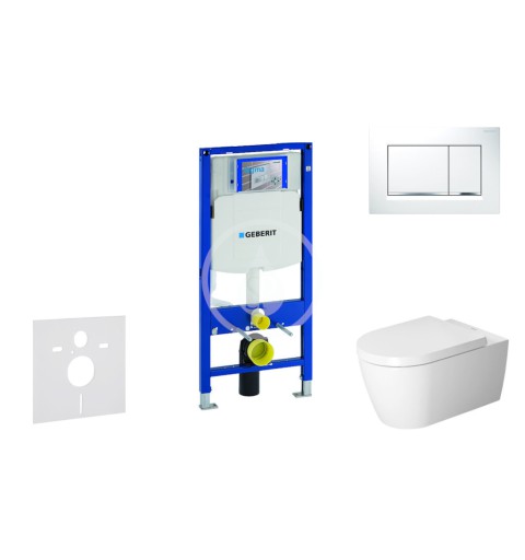 Modul na závesné WC s tlačidlom Sigma30, biela/lesklý chróm + Duravit ME by Starck - WC a doska, Rimless, SoftClose