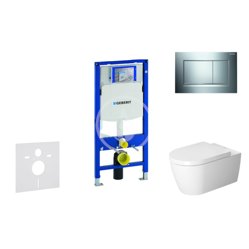 Geberit Modul na závesné WC s tlačidlom Sigma30, lesklý chróm/chróm mat - Duravit ME by Starck - WC a doska, Rimless, SoftClose 