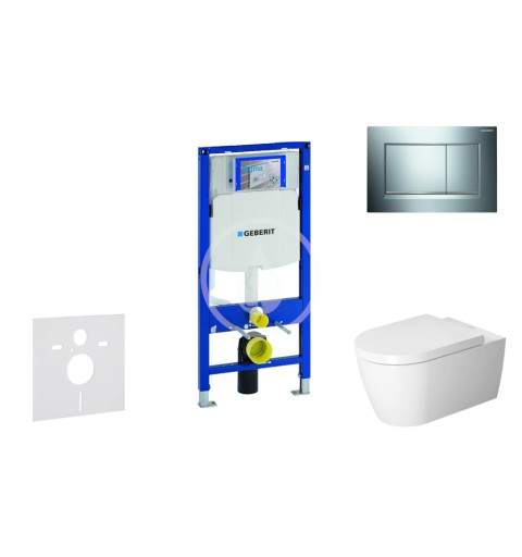 Geberit Modul na závesné WC s tlačidlom Sigma30, lesklý chróm/chróm mat - Duravit ME by Starck - WC a doska, Rimless, SoftClose 