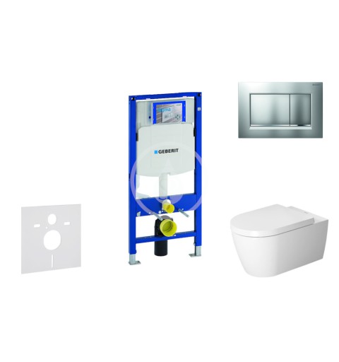 Modul na závesné WC s tlačidlom Sigma30, matný chróm/chróm + Duravit ME by Starck - WC a doska, Rimless, SoftClose