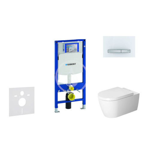 Modul na závesné WC s tlačidlom Sigma50, alpská biela + Duravit ME by Starck - WC a doska, Rimless, SoftClose