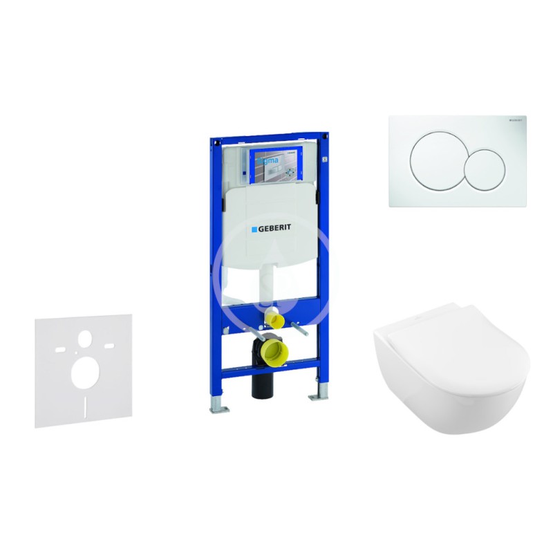 Modul na závesné WC s tlačidlom Sigma01, alpská biela + Villeroy Boch - WC a doska, DirectFlush, SoftClose, CeramicPlus