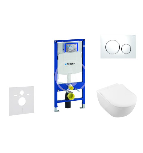 Modul na závesné WC s tlačidlom Sigma20, biela/lesklý chróm + Villeroy Boch - WC a doska, DirectFlush, SoftClose, CeramicPl