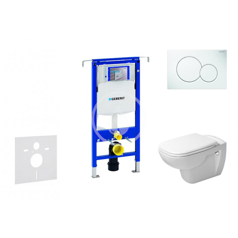 Geberit Modul na závesné WC s tlačidlom Sigma01, alpská biela + Duravit D-Code - WC a doska, Rimless, SoftClose 111.355.00.5 NH1