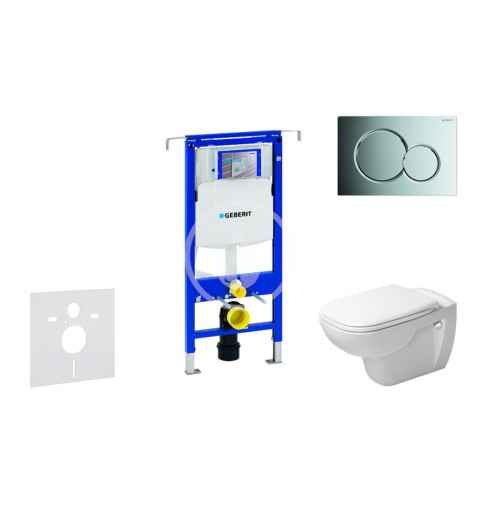 Modul na závesné WC s tlačidlom Sigma01, lesklý chróm + Duravit D-Code - WC a doska, Rimless, SoftClose