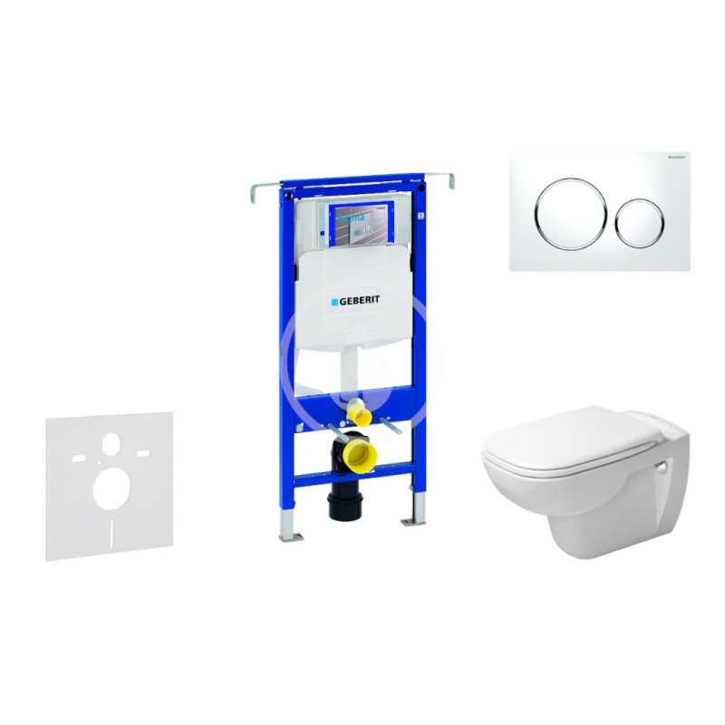 Modul na závesné WC s tlačidlom Sigma20, biela/lesklý chróm + Duravit D-Code - WC a doska, Rimless, SoftClose