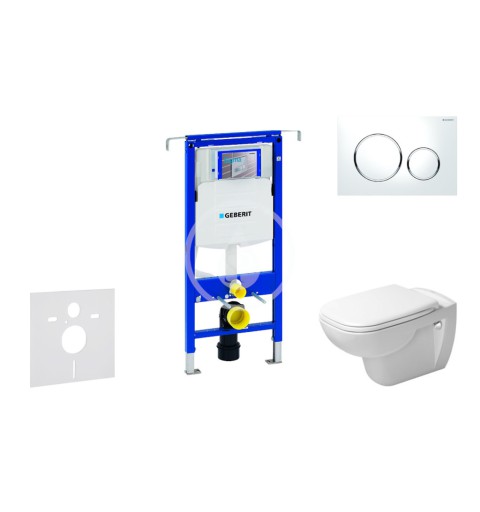 Modul na závesné WC s tlačidlom Sigma20, biela/lesklý chróm + Duravit D-Code - WC a doska, Rimless, SoftClose