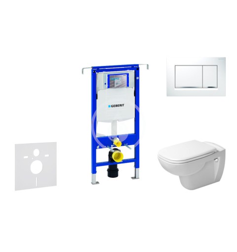 Modul na závesné WC s tlačidlom Sigma30, biela/lesklý chróm + Duravit D-Code - WC a doska, Rimless, SoftClose