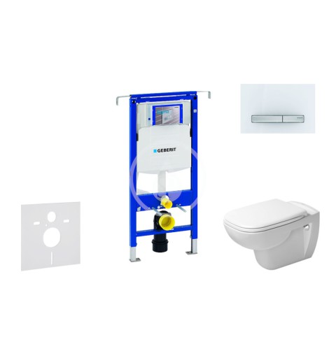 Modul na závesné WC s tlačidlom Sigma50, alpská biela + Duravit D-Code - WC a doska, Rimless, SoftClose