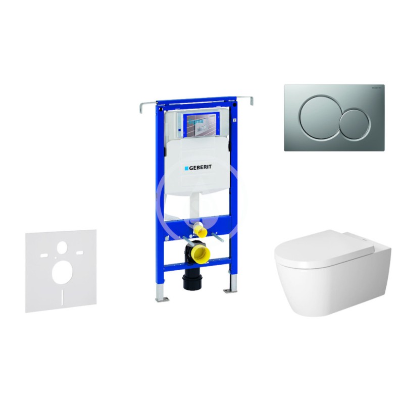 Modul na závesné WC s tlačidlom Sigma01, matný chróm + Duravit ME by Starck - WC a doska, Rimless, SoftClose