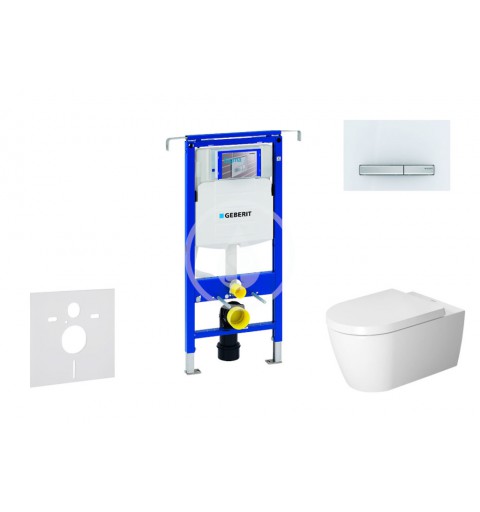 Modul na závesné WC s tlačidlom Sigma50, alpská biela + Duravit ME by Starck - WC a doska, Rimless, SoftClose