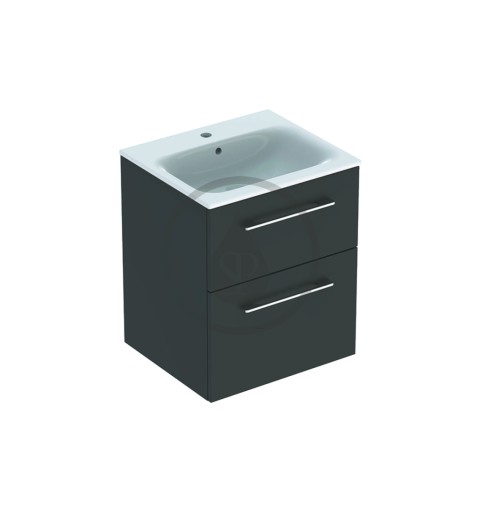 Geberit Umývadlová skrinka 635x538x480 mm, s umývadlom, 2 zásuvky, lávová mat 501.233.00.1