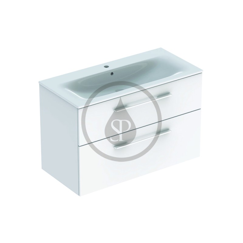 Geberit Umývadlová skrinka 635x988x480 mm, s umývadlom, 2 zásuvky, lesklá biela 501.244.00.1