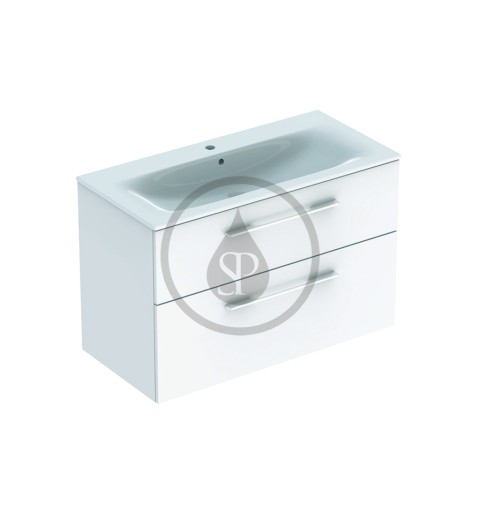 Geberit Umývadlová skrinka 635x988x480 mm, s umývadlom, 2 zásuvky, lesklá biela 501.244.00.1