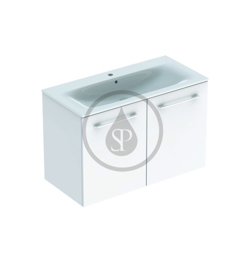 Geberit Umývadlová skrinka 635x988x480 mm, s umývadlom, 2 dvierka, lesklá biela 501.260.00.1