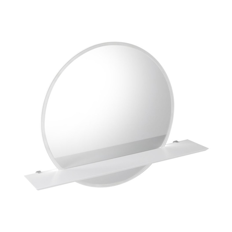 Sapho VISO LED podsvietené guľaté zrkadlo priemer 60cm s policou Rockstone, biela mat VS060-01