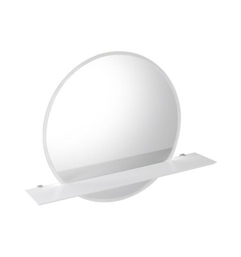 Sapho VISO LED podsvietené guľaté zrkadlo priemer 60cm s policou Rockstone, biela mat VS060-01