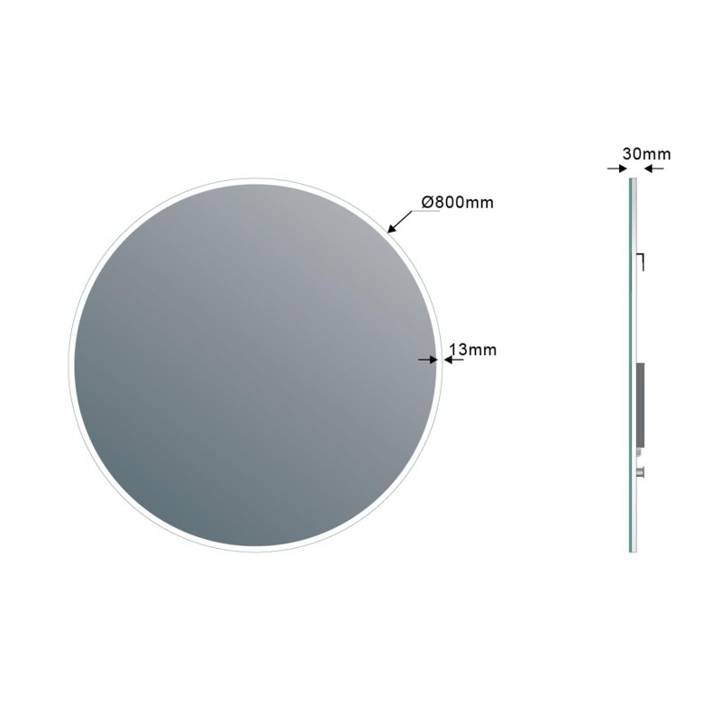 Sapho VISO LED podsvietené guľaté zrkadlo priemer 80cm s policou Rockstone, biela mat VS080-01