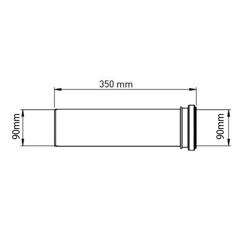 Bruckner Predlžovací kus pre závesné WC, priem. potrubia 90 mm, dĺžka 350 mm 159.329.0