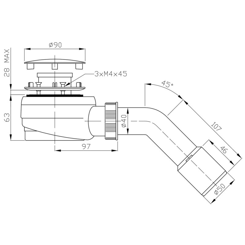 Bruckner Vaničkový sifón nízky, priemer otvor 60 mm, DN40/50, krytka leštený nerez 162.640.3