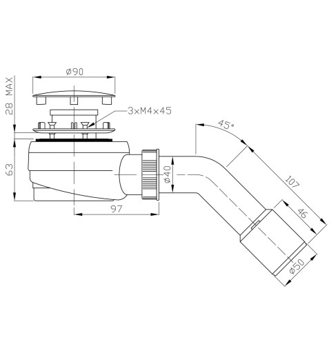 Bruckner Vaničkový sifón nízky, priemer otvor 60 mm, DN40/50, krytka leštený nerez 162.640.3