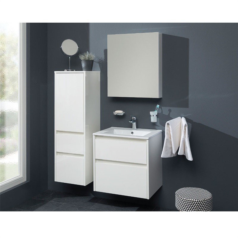 Mereo Opto, kúpeľňová skrinka, vysoká, ľavé otváranie, biela, 400x1250x360 mm CN914L