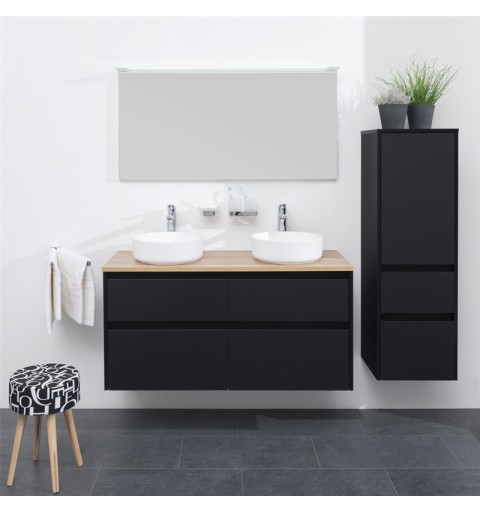 Mereo Opto, kúpeľňová skrinka, vysoká, ľavé otváranie, čierna, 400x1250x360 mm CN944L