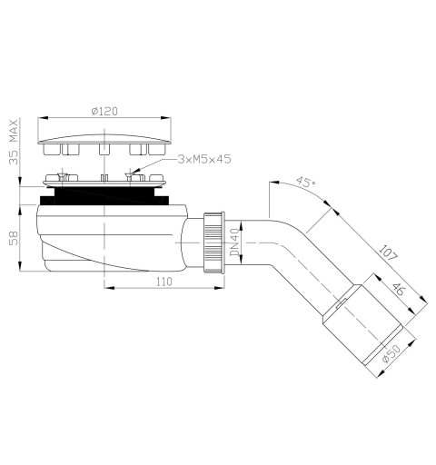 Bruckner Vaničkový sifón nízky, priemer otvor 90 mm, DN40/50, krytka leštený nerez 162.940.3