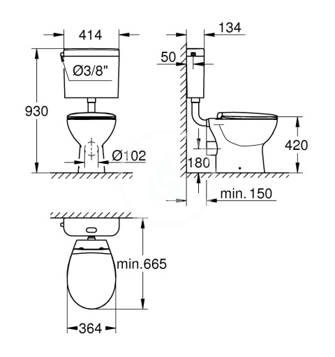 Grohe WC kombi súprava s nádržkou a sedadlom, rimless, alpská biela Bau Ceramic 39560000